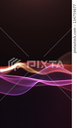 Vertical neon red and orange gradient wave with smooth flowing energy lines. Vibrant abstract background for modern design, music visuals, posters and digital compositions. 134759877