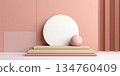 Pink podium stage display minimalism clay texture by generative AI tools 134760409
