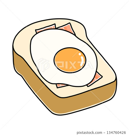 Fried egg and bacon toast illustration Fried egg and bacon toast illustration 134760426