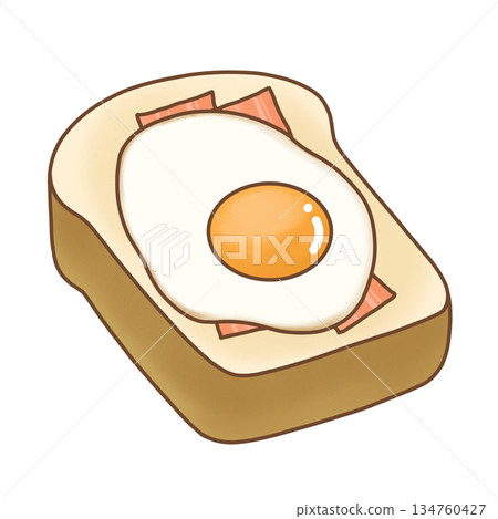 煎蛋培根吐司插圖（棕色） 134760427