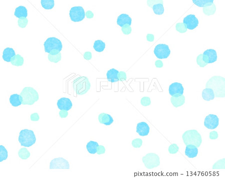 Japanese paper style background illustration with large and small light blue polka dots on a white background 134760585