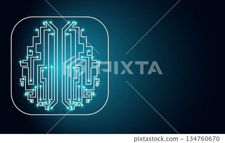 AI Brain Icon Digital Circuit Technology Background AI Brain Icon Digital Circuit Technology Background 134760670