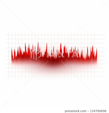 Volatile Red Line Graph Displaying Dramatic Fluctuations on a White Grid Background. 134760696