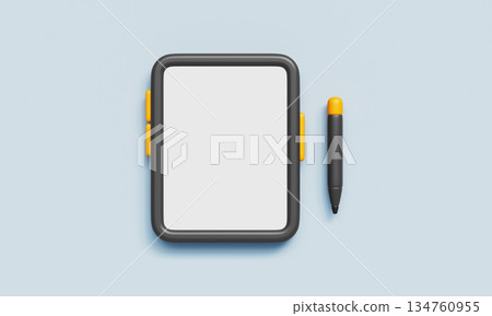 Tablet and Stylus Pen Mock up. 3D Rendering. Tablet and Stylus Pen Mock up. 3D Rendering. 134760955
