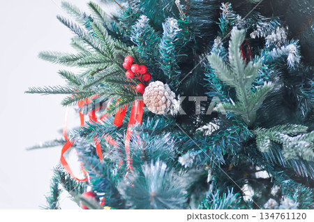 Christmas tree and Christmas decoration , artificial pine tree 134761120