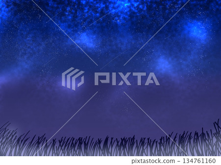 星空與草地插畫 星空與草地插畫 134761160