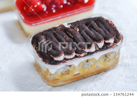 banoffee or banoffee pie , banoffee cake or banana cake in the box 134761244