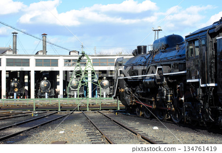 Steam locomotive turntable and shed Steam locomotive turntable and shed 134761419
