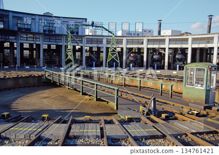 Steam locomotive turntable and shed Steam locomotive turntable and shed 134761421
