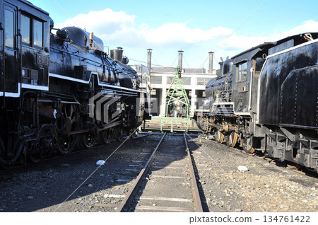 Steam locomotive turntable and shed Steam locomotive turntable and shed 134761422