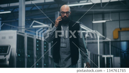 IT Manager Responding Call on Cell Phone IT Manager Responding Call on Cell Phone 134761785