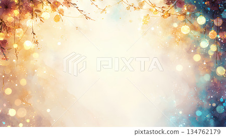 夢幻般的花框，被光芒包裹 | 溫暖柔和的背景插圖 134762179