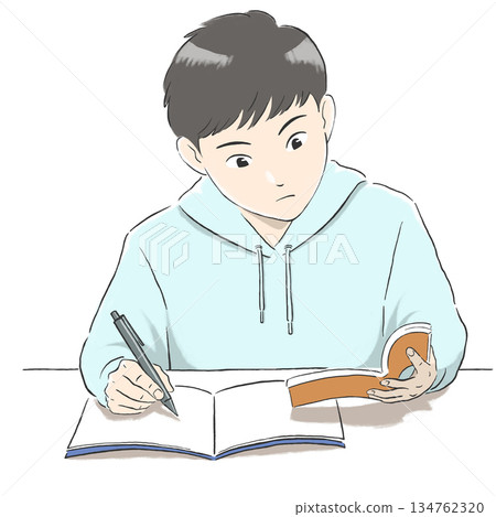 一個男孩學習的插圖 一個男孩學習的插圖 134762320
