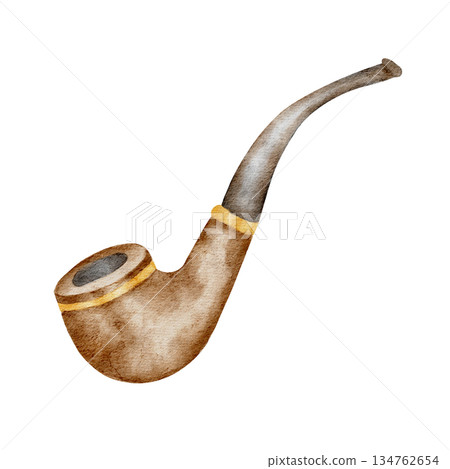 Vintage smoking pipe illustration, isolated, hand painted watercolor clipart. Perfect for Irish folklore art, rustic designs, heritage themes, and classic illustrations Vintage smoking pipe illustration, isolated, hand painted watercolor clipart. Perfect for Irish folklore art, rustic designs, heritage themes, and classic illustrations 134762654