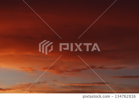 Sunset clouds in the sky in summer evening 134762816
