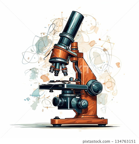 Vintage Microscope Illustration Scientific Exploration and Discovery in Detailed Design 134763151