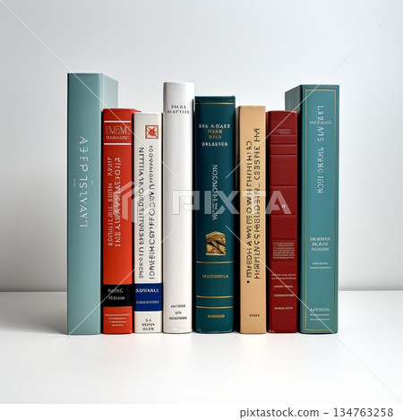 Collection of Antique Books on White Surface A Literary Still Life for Academic Pursuits. 134763258