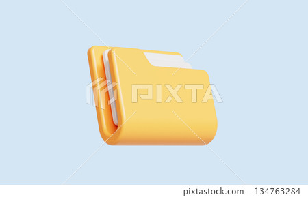 Yellow Folder Icon for File Data Storage. 3D Rendering. Yellow Folder Icon for File Data Storage. 3D Rendering. 134763284