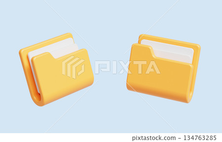 Yellow Folder Icon for File Data Storage. 3D Rendering. Yellow Folder Icon for File Data Storage. 3D Rendering. 134763285