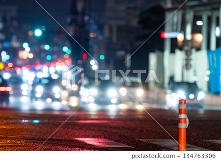 Night view of a motorcade passing by 134763306