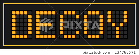 Orange color led banner in word decoy on black background Orange color led banner in word decoy on black background 134763571