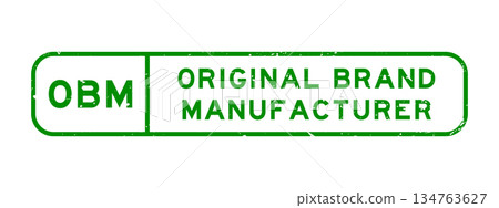 Grunge green OBM Original brand manufacturer word square rubber seal stamp on white background Grunge green OBM Original brand manufacturer word square rubber seal stamp on white background 134763627