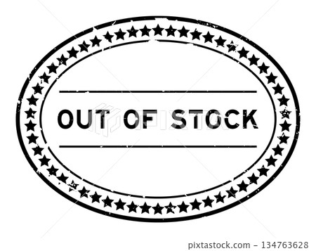 Grunge black out of stock word oval rubber seal stamp on white background Grunge black out of stock word oval rubber seal stamp on white background 134763628