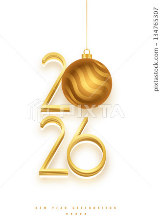 3d style golden 2026 new year festive poster 134765307