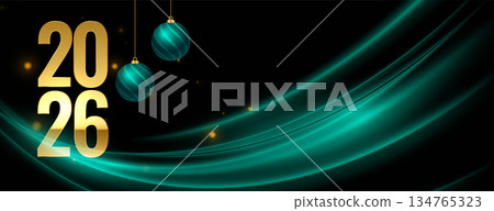 2026 new year wavy wallpaper with xmas ball 134765323