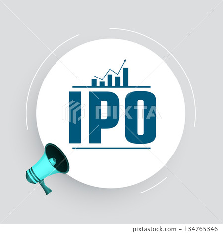 company ipo share launch concept background with megaphone 134765346