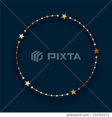 golden round border empty frame with ornate floral design 134765372