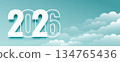 stylish 2026 lettering new year cloudy banner with copyspace 134765436