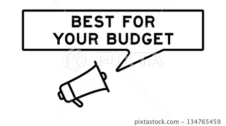 Megaphone icon with speech bubble in word best for your budget on white background Megaphone icon with speech bubble in word best for your budget on white background 134765459