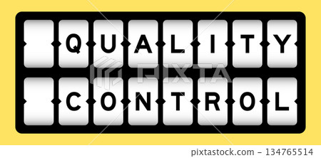 Black color in word quality control on slot banner with yellow color background 134765514