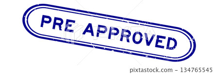 Grunge blue pre approved word rubber seal stamp on white background Grunge blue pre approved word rubber seal stamp on white background 134765545