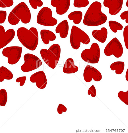 Red hearts seamless pattern. Horizontal border frame design element. Vector isolated illustration Red hearts seamless pattern. Horizontal border frame design element. Vector isolated illustration 134765707