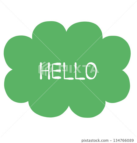 Green speech bubble HELLO Green speech bubble HELLO 134766089