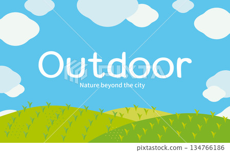 An open illustration background of blue sky and wide grassland An open illustration background of blue sky and wide grassland 134766186