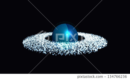 Blue sphere and glowing particles Blue sphere and glowing particles 134766236