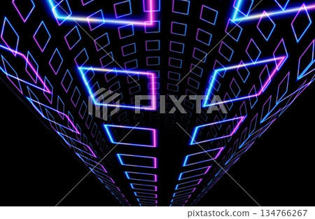 Glowing geometric tunnel Glowing geometric tunnel 134766267