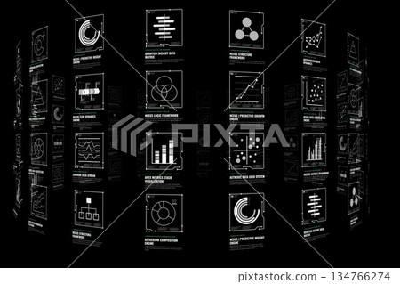 Futuristic data analysis screen 134766274