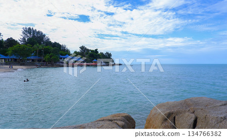 Coastal Resort with Bridge and Pavilion over the Sea Coastal Resort with Bridge and Pavilion over the Sea 134766382