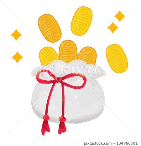 大小硬幣的可愛插圖 134766501