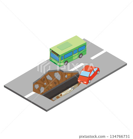 Road collapse accident 134766731