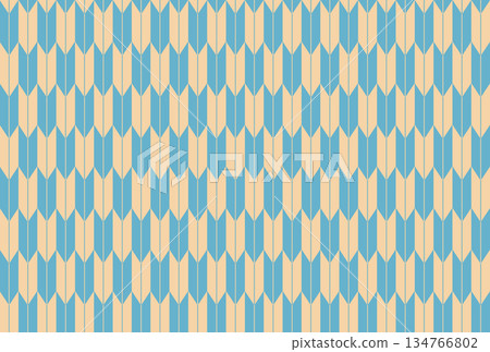 Yagasuri, green and orange, postcard size, seamless 134766802