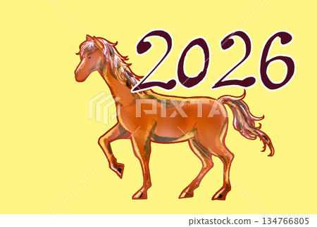 Horse illustration 2026 postcard size 134766805