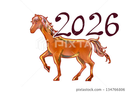 Horse illustration 2026 postcard size Horse illustration 2026 postcard size 134766806