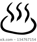 溫泉蒸氣升騰的黑色圖示象徵著療癒。 134767154