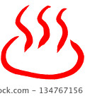紅色圖示上升騰的溫泉蒸氣象徵著治癒。 134767156