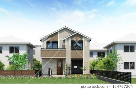 新建兩層住宅出售 - 正面和立面圖 2 新建兩層住宅出售 - 正面和立面圖 2 134767264